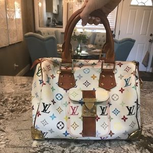 Louis Vuitton White Multicolor Monogram Speedy 30